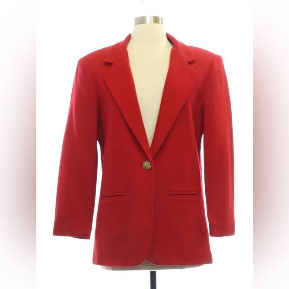 Late 80s Prophecy Petite Red Wool Blazer - Picture 1 of 4